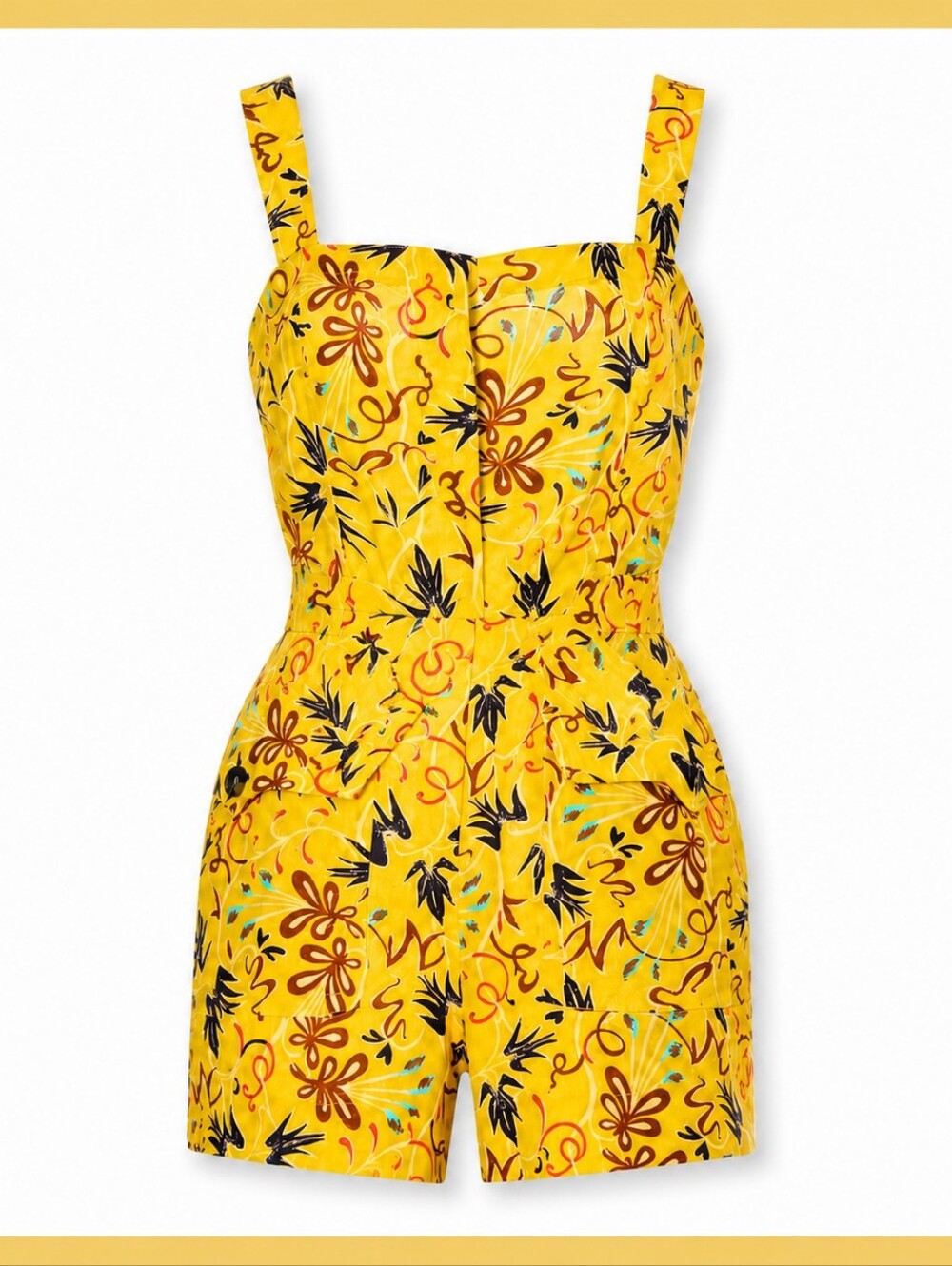 A.L.C. Gilmour Yellow Floral Linen Romper Jumpsuit Size 6